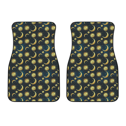 Vintage Moon And Sun Pattern Print Front Car Floor Mats