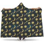 Vintage Moon And Sun Pattern Print Hooded Blanket