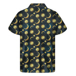 Vintage Moon And Sun Pattern Print Men's Short Sleeve Shirt