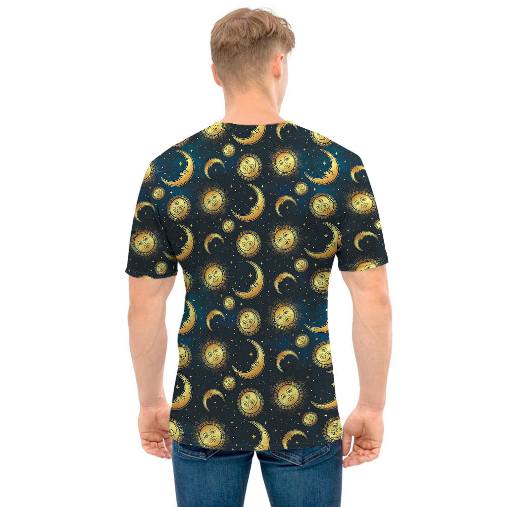 Vintage Moon And Sun Pattern Print Men's T-Shirt