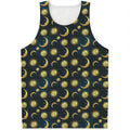 Vintage Moon And Sun Pattern Print Men's Tank Top