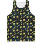 Vintage Moon And Sun Pattern Print Men's Tank Top