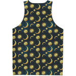 Vintage Moon And Sun Pattern Print Men's Tank Top