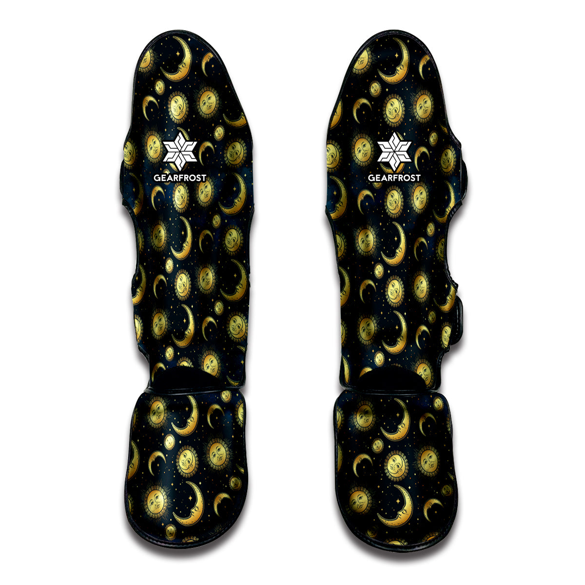 Vintage Moon And Sun Pattern Print Muay Thai Shin Guard