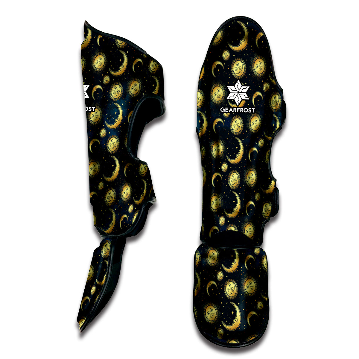 Vintage Moon And Sun Pattern Print Muay Thai Shin Guard