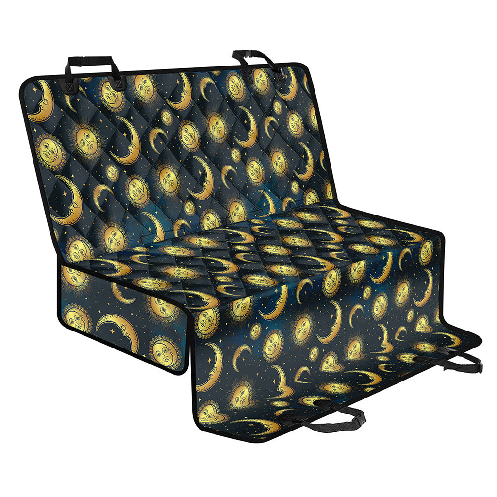 Vintage Moon And Sun Pattern Print Pet Car Back Seat Cover