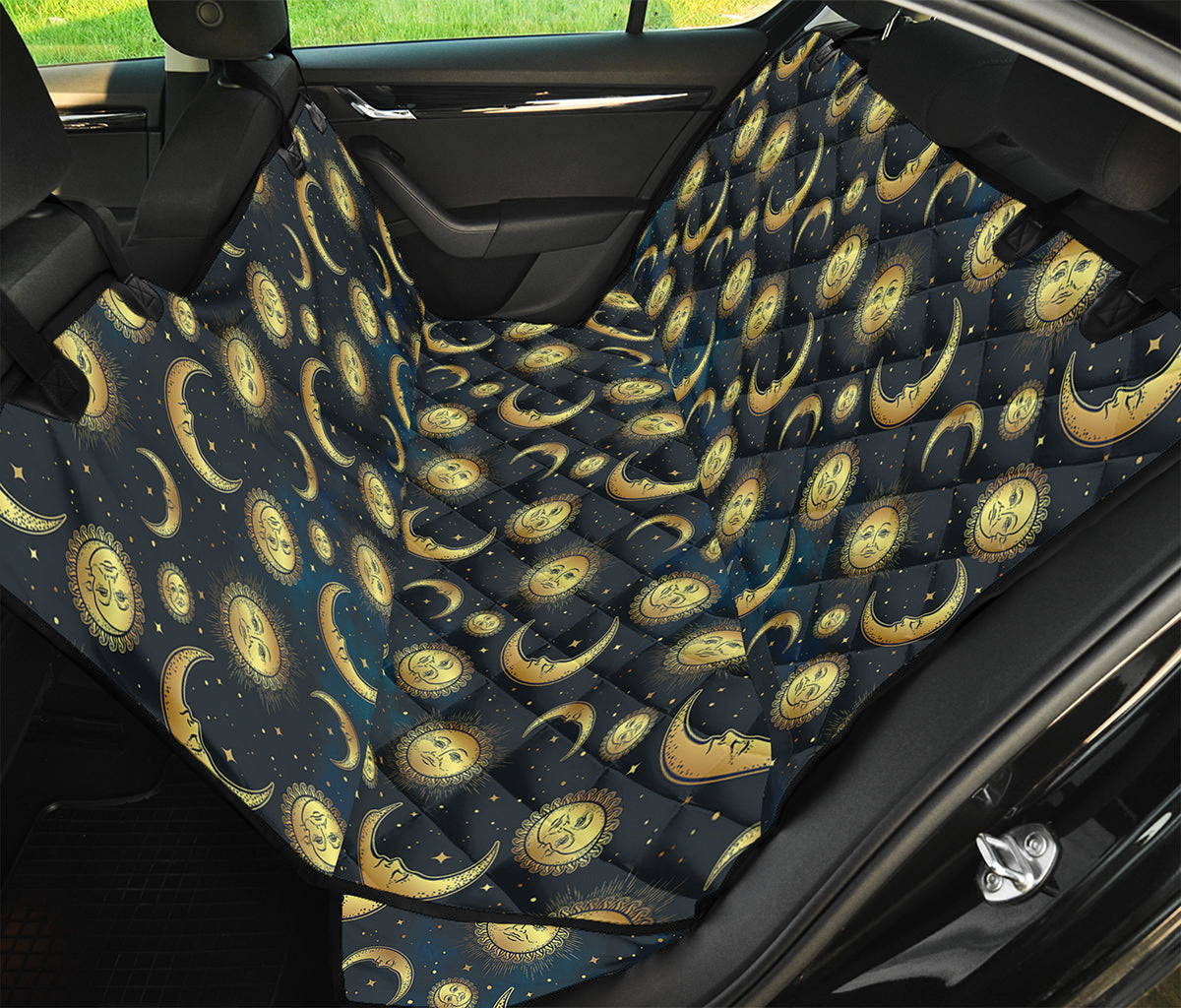 Vintage Moon And Sun Pattern Print Pet Car Back Seat Cover