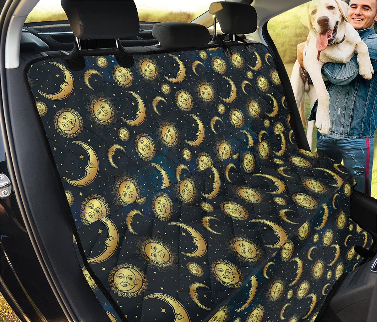 Vintage Moon And Sun Pattern Print Pet Car Back Seat Cover