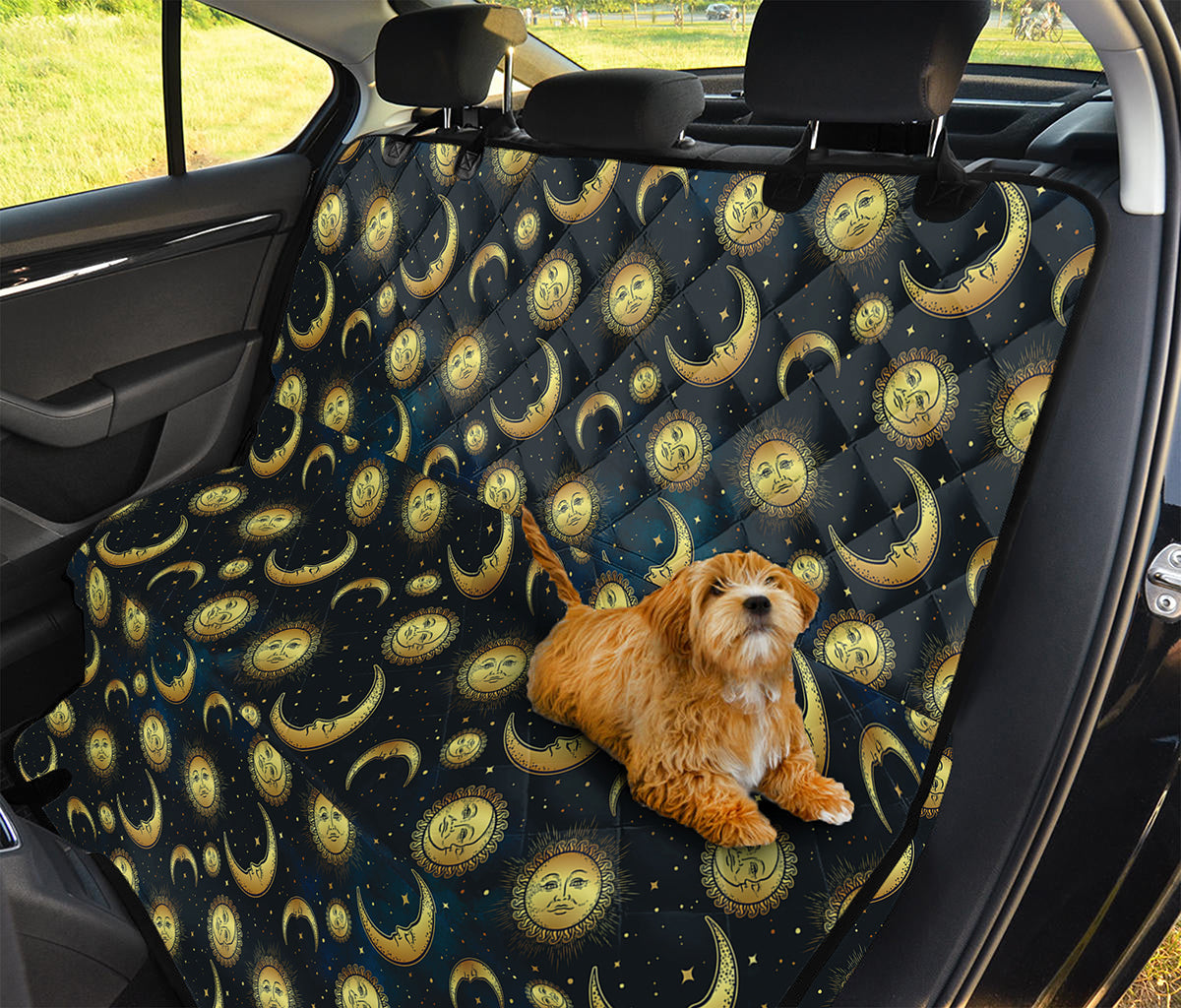 Vintage Moon And Sun Pattern Print Pet Car Back Seat Cover