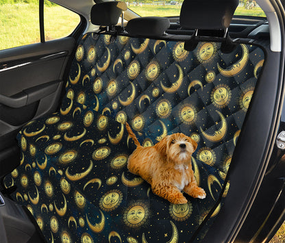 Vintage Moon And Sun Pattern Print Pet Car Back Seat Cover