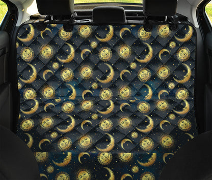 Vintage Moon And Sun Pattern Print Pet Car Back Seat Cover