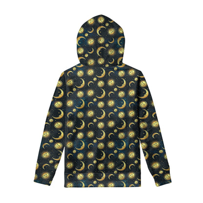 Vintage Moon And Sun Pattern Print Pullover Hoodie