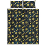 Vintage Moon And Sun Pattern Print Quilt Bed Set