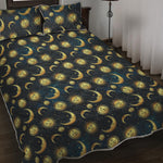 Vintage Moon And Sun Pattern Print Quilt Bed Set