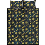 Vintage Moon And Sun Pattern Print Quilt Bed Set