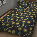 Vintage Moon And Sun Pattern Print Quilt Bed Set