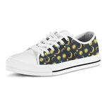 Vintage Moon And Sun Pattern Print White Low Top Shoes