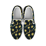Vintage Moon And Sun Pattern Print White Slip On Shoes