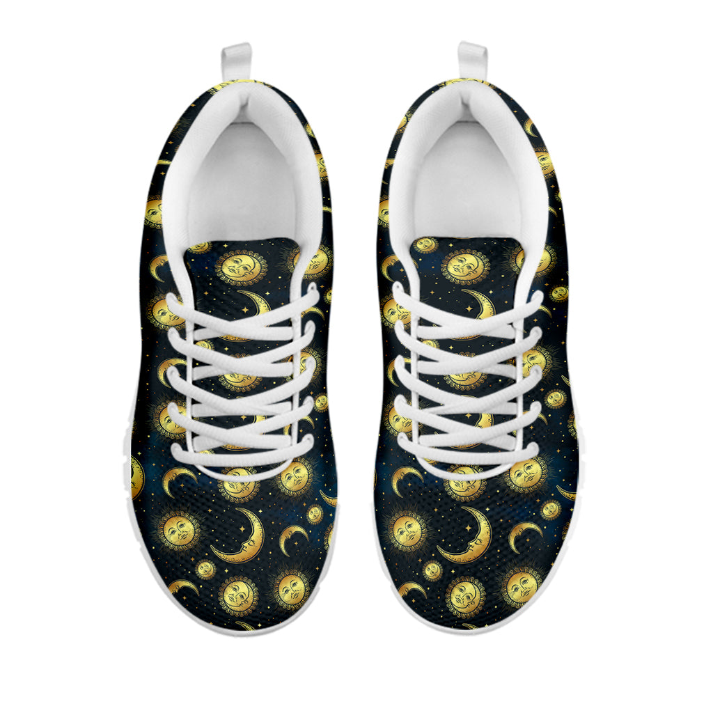 Vintage Moon And Sun Pattern Print White Sneakers