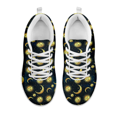 Vintage Moon And Sun Pattern Print White Sneakers