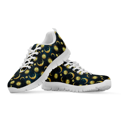 Vintage Moon And Sun Pattern Print White Sneakers
