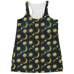 Vintage Moon And Sun Pattern Print Women's Racerback Tank Top