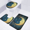 Vintage Moon And Sun Print 3 Piece Bath Mat Set