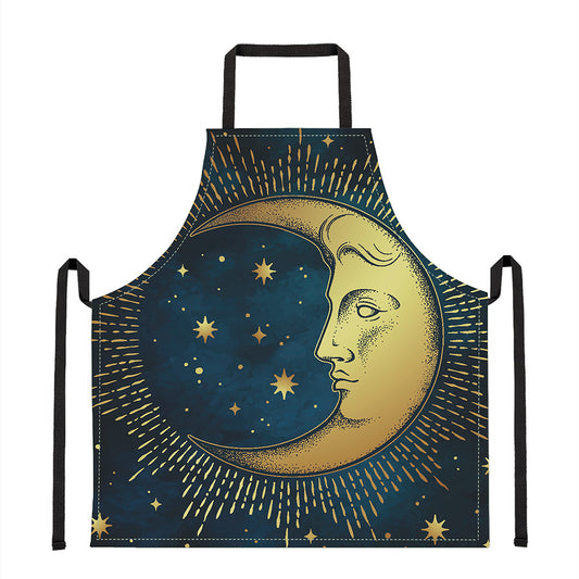 Vintage Moon And Sun Print Apron