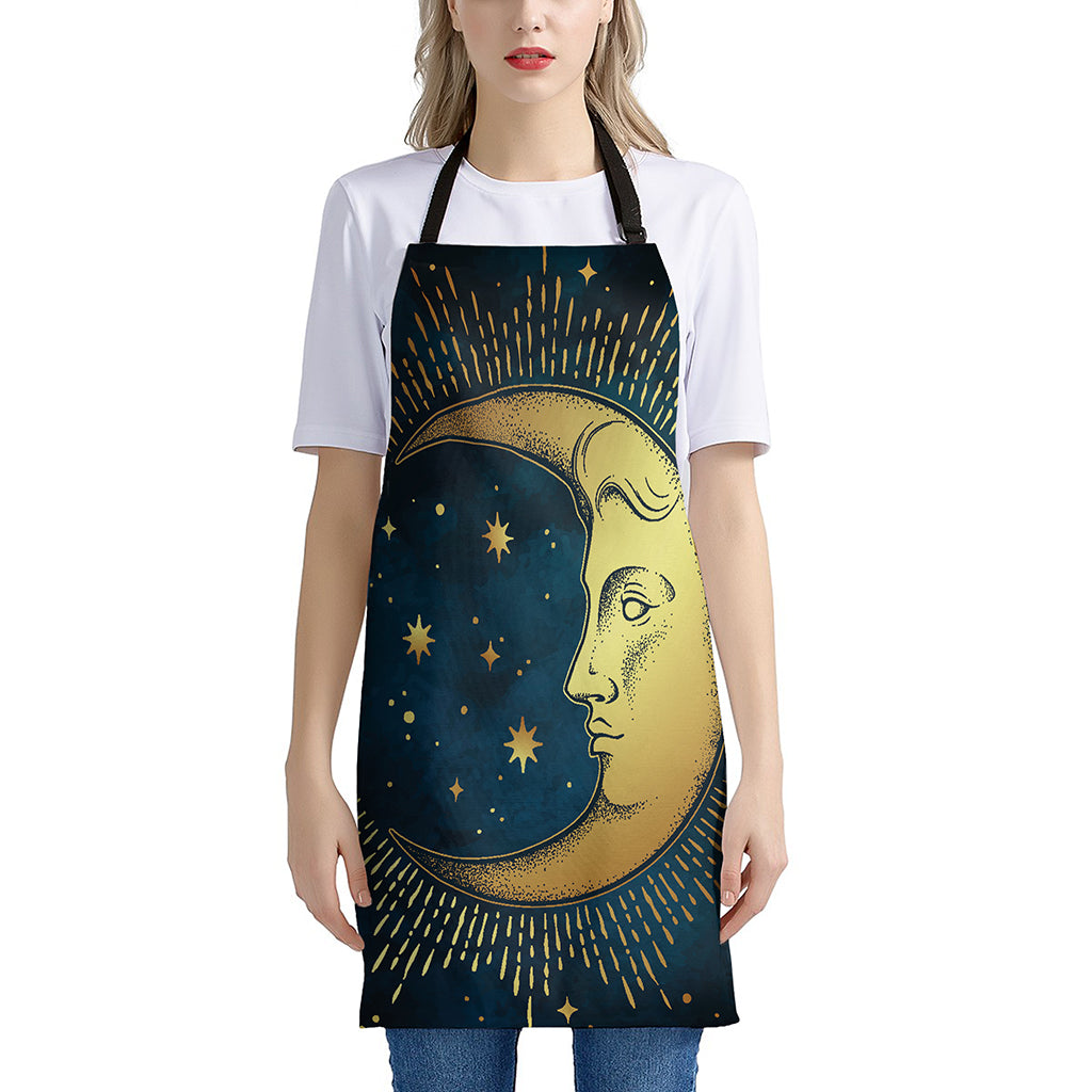 Vintage Moon And Sun Print Apron