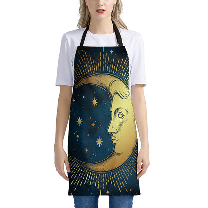 Vintage Moon And Sun Print Apron