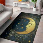 Vintage Moon And Sun Print Area Rug