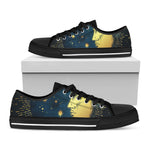 Vintage Moon And Sun Print Black Low Top Shoes 