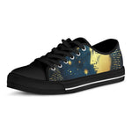 Vintage Moon And Sun Print Black Low Top Shoes 