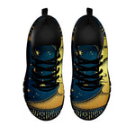 Vintage Moon And Sun Print Black Sneakers