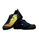 Vintage Moon And Sun Print Black Sneakers
