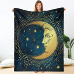 Vintage Moon And Sun Print Blanket