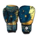 Vintage Moon And Sun Print Boxing Gloves