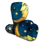 Vintage Moon And Sun Print Boxing Gloves