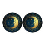 Vintage Moon And Sun Print Car Coasters