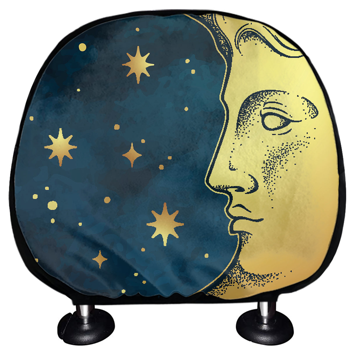 Vintage Moon And Sun Print Car Headrest Covers
