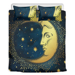 Vintage Moon And Sun Print Duvet Cover Bedding Set
