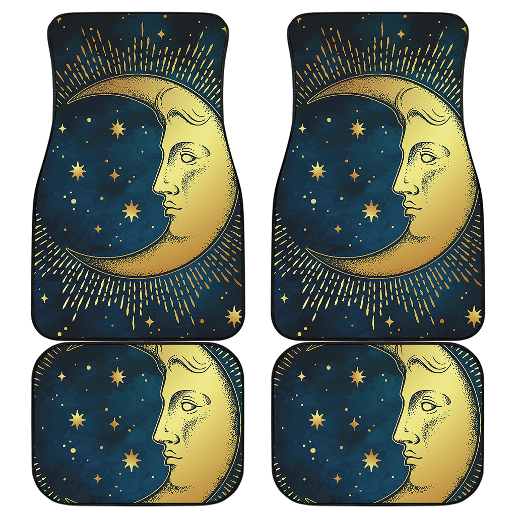 Vintage Moon And Sun Print Front and Back Car Floor Mats