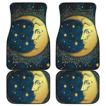 Vintage Moon And Sun Print Front and Back Car Floor Mats