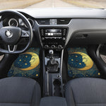 Vintage Moon And Sun Print Front and Back Car Floor Mats