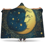 Vintage Moon And Sun Print Hooded Blanket