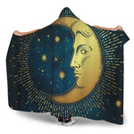 Vintage Moon And Sun Print Hooded Blanket