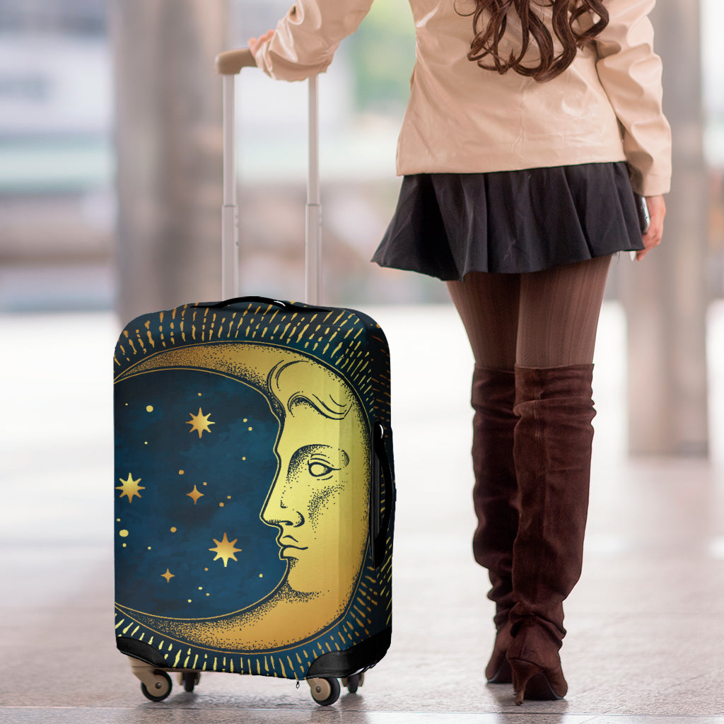 Vintage Moon And Sun Print Luggage Cover