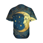 Vintage Moon And Sun Print Men's Baseball Jersey