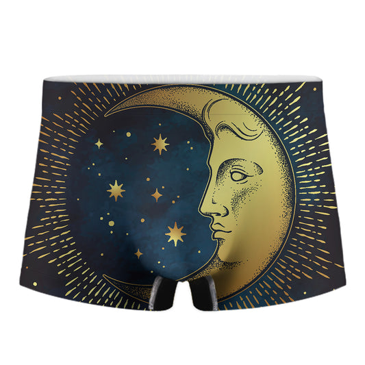 Vintage Moon And Sun Print Men's Boxer Briefs