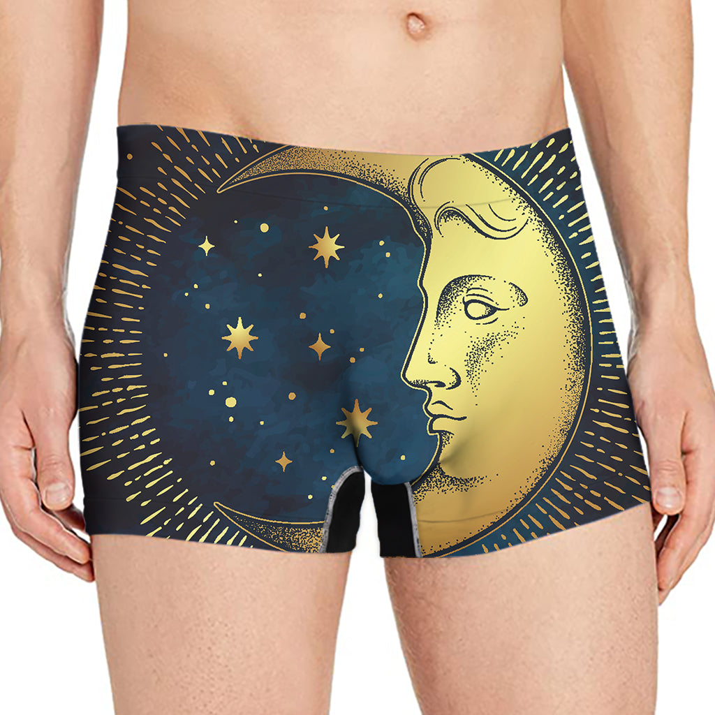Vintage Moon And Sun Print Men's Boxer Briefs